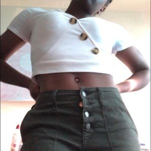 White Crossover Crop Top